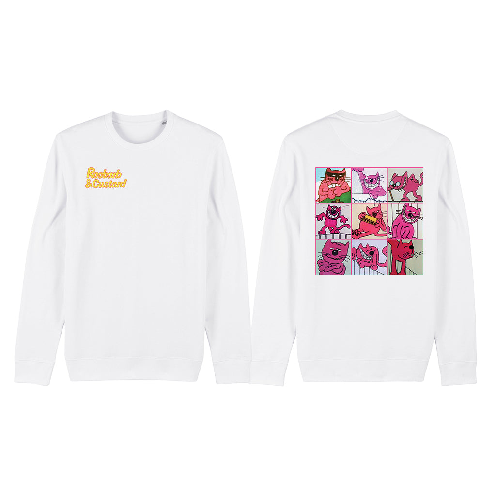 Official Roobarb & Custard "Custard Grid" Front & Back Print Retro Organic Sweatshirt