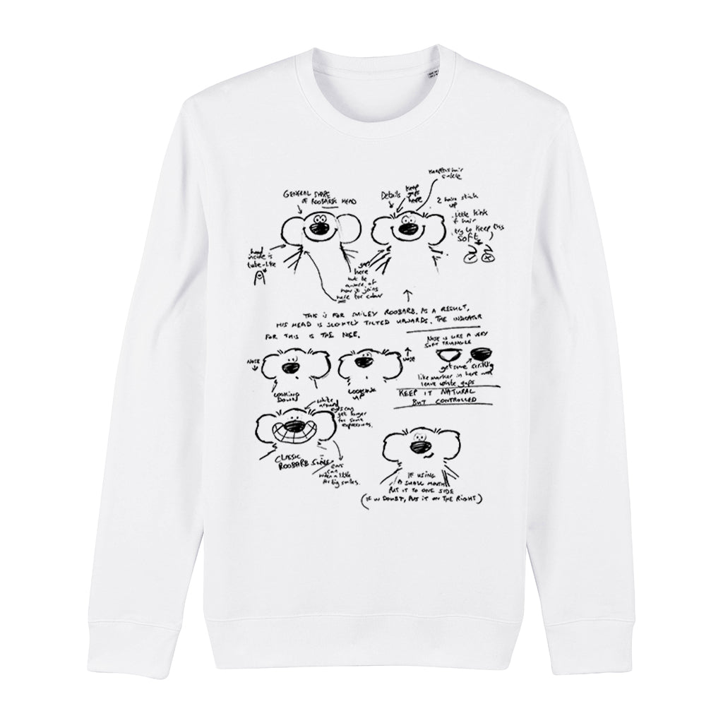 Roobarb & Custard "Roobarb Face Style Sheet" Animator Notes Organic Sweatshirt