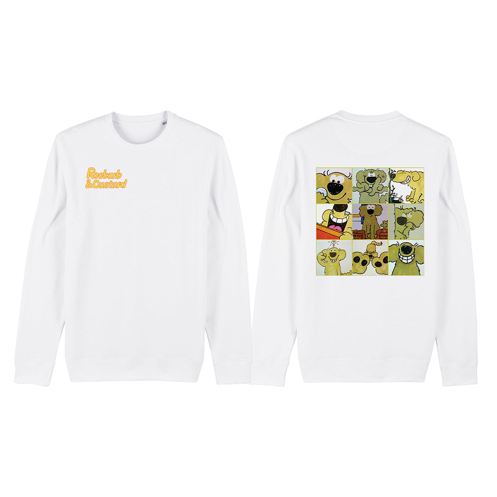 Official Roobarb & Custard "Roobarb Grid" Front & Back Print Retro Organic Sweatshirt