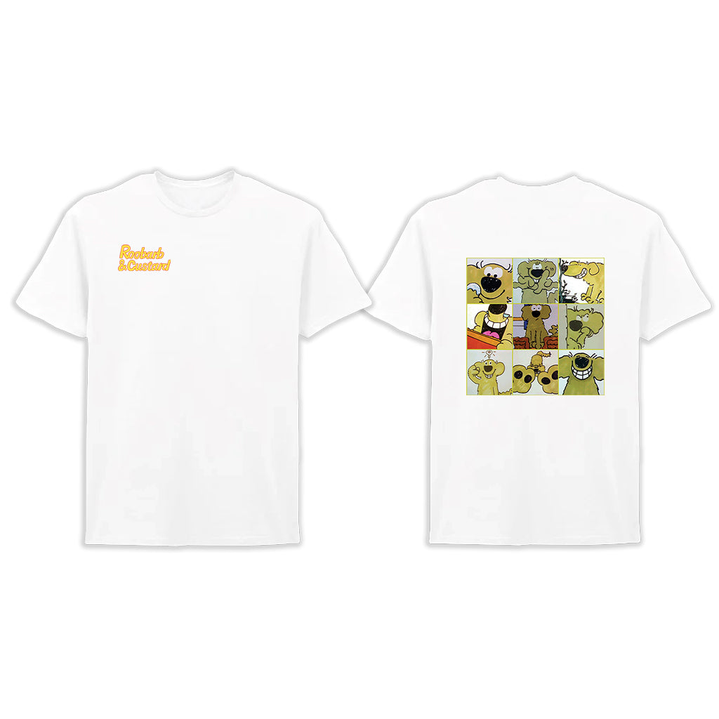 Official Roobarb & Custard "Roobarb Grid" Front & Back Print Retro T-Shirt