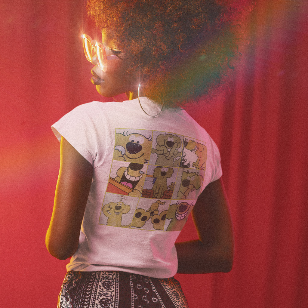 Official Roobarb & Custard "Roobarb Grid" Front & Back Print Retro T-Shirt