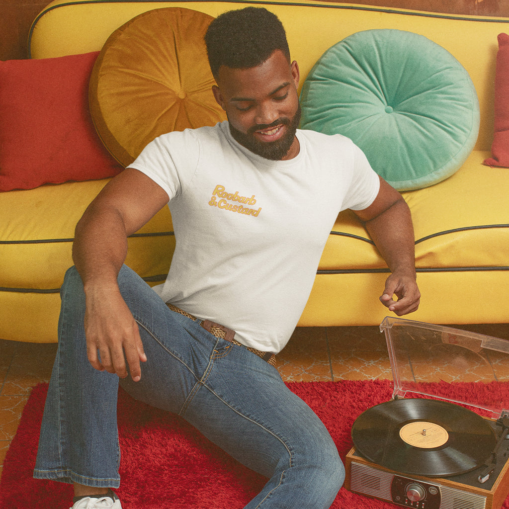 Official Roobarb & Custard "Roobarb Grid" Front & Back Print Retro T-Shirt