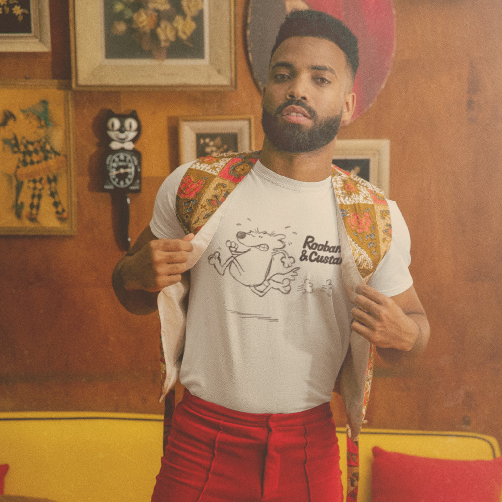 Roobarb & Custard "Running Roobarb Pose" Retro Organic Cotton T-Shirt