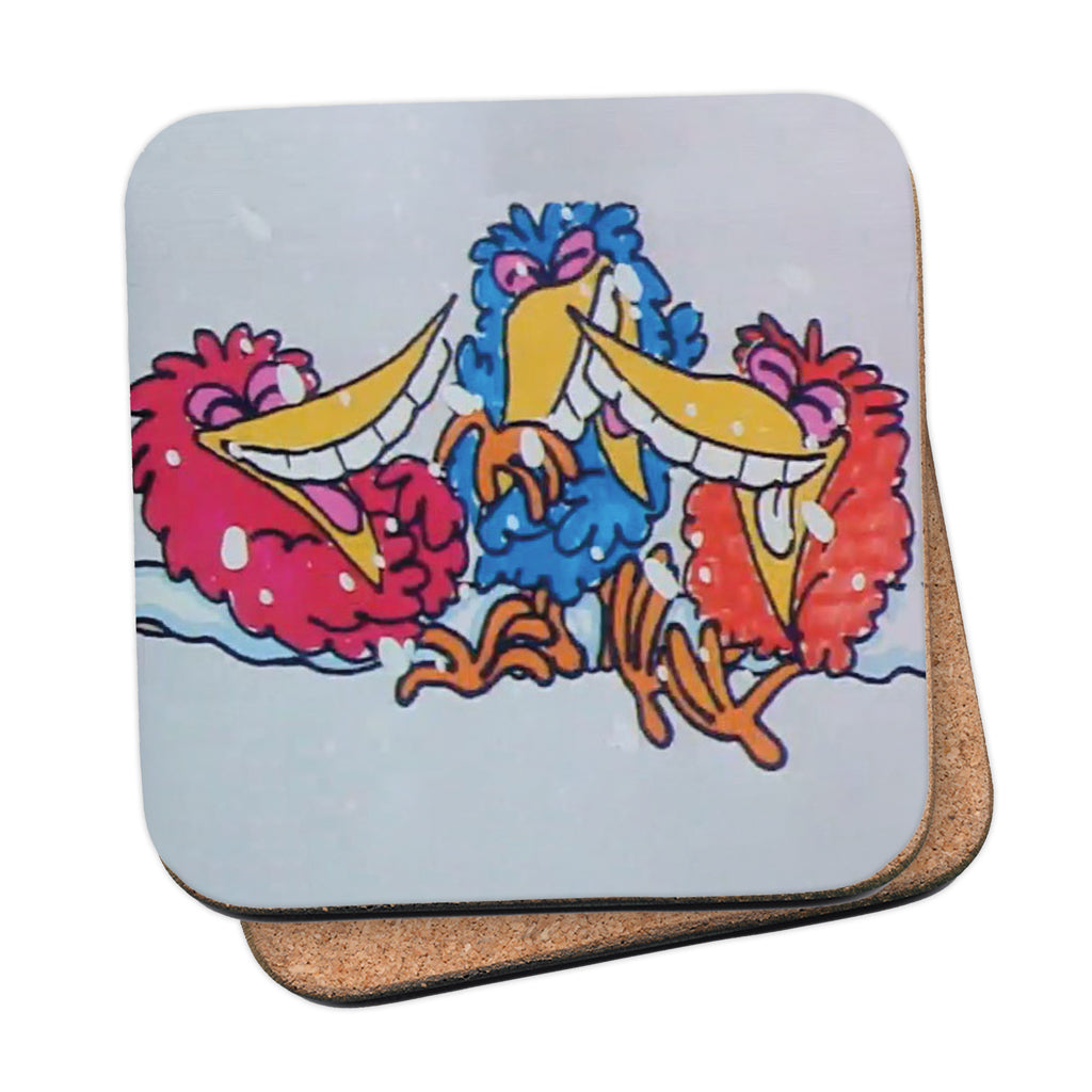 Roobarb & Custard "The Birds" Retro Cork-Backed Coaster