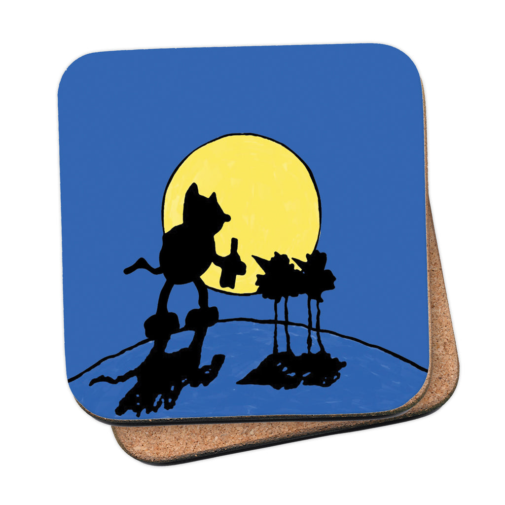 Roobarb & Custard "Custard & Birds Moonlit Silhouette" Retro Coaster