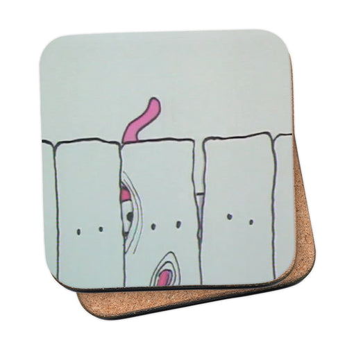 Official Roobarb & Custard "Custard Fence" Retro Cork-Backed Coaster