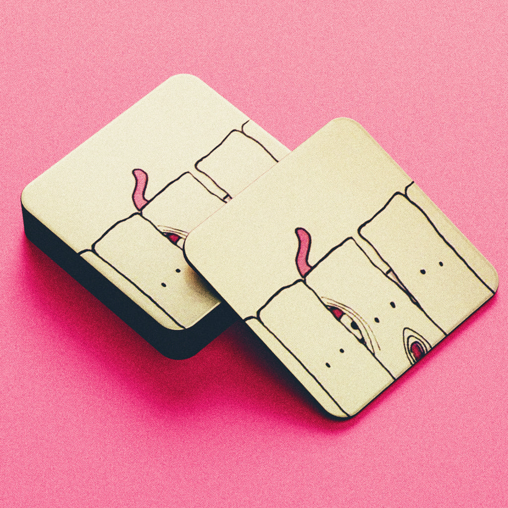 Official Roobarb & Custard "Custard Fence" Retro Cork-Backed Coaster