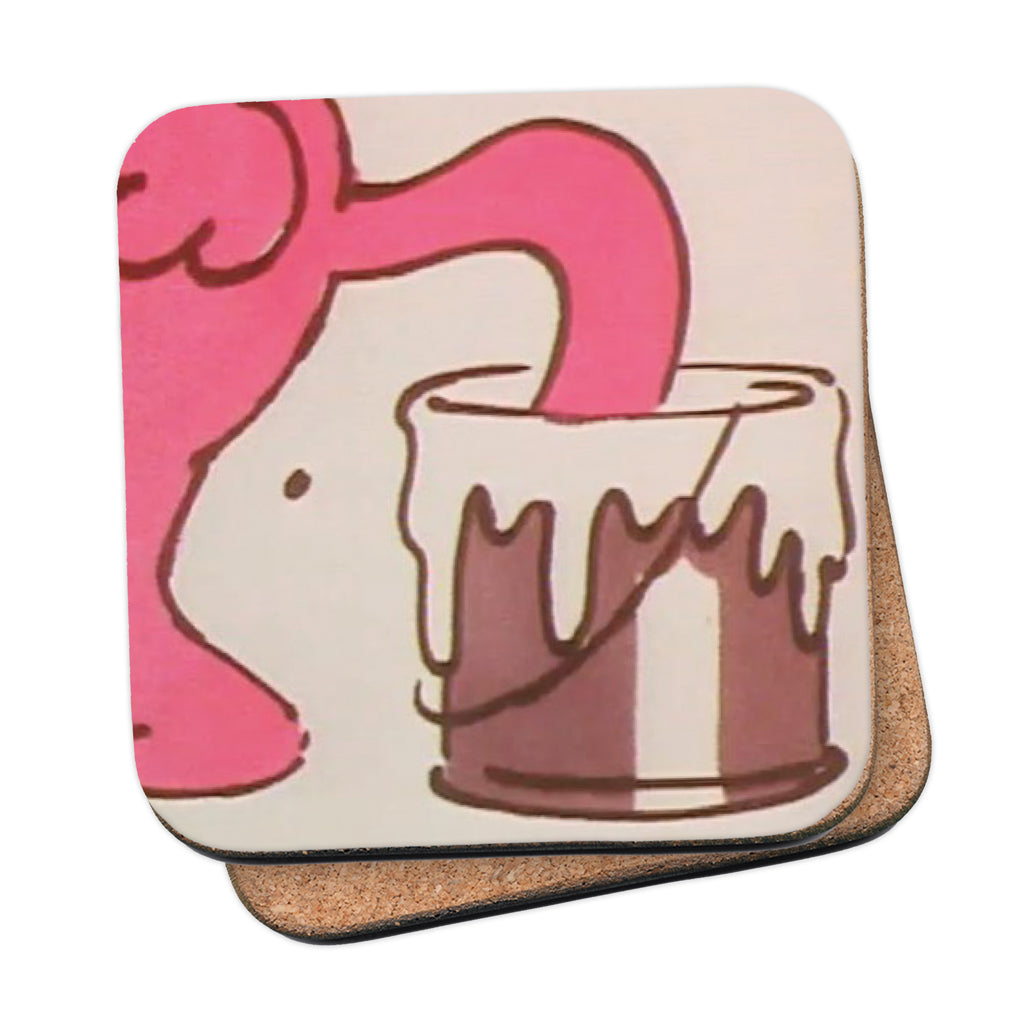 Roobarb & Custard "Custard Paint" Retro Cork-Backed Coaster