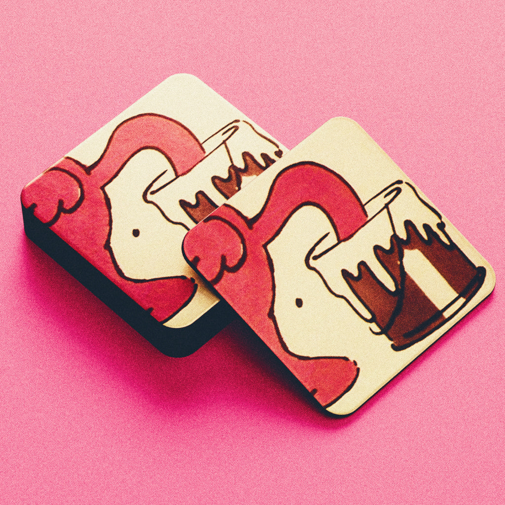 Roobarb & Custard "Custard Paint" Retro Cork-Backed Coaster