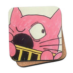 Roobarb & Custard "Wide-Eyed Custard" Retro Cork-Backed Coaster