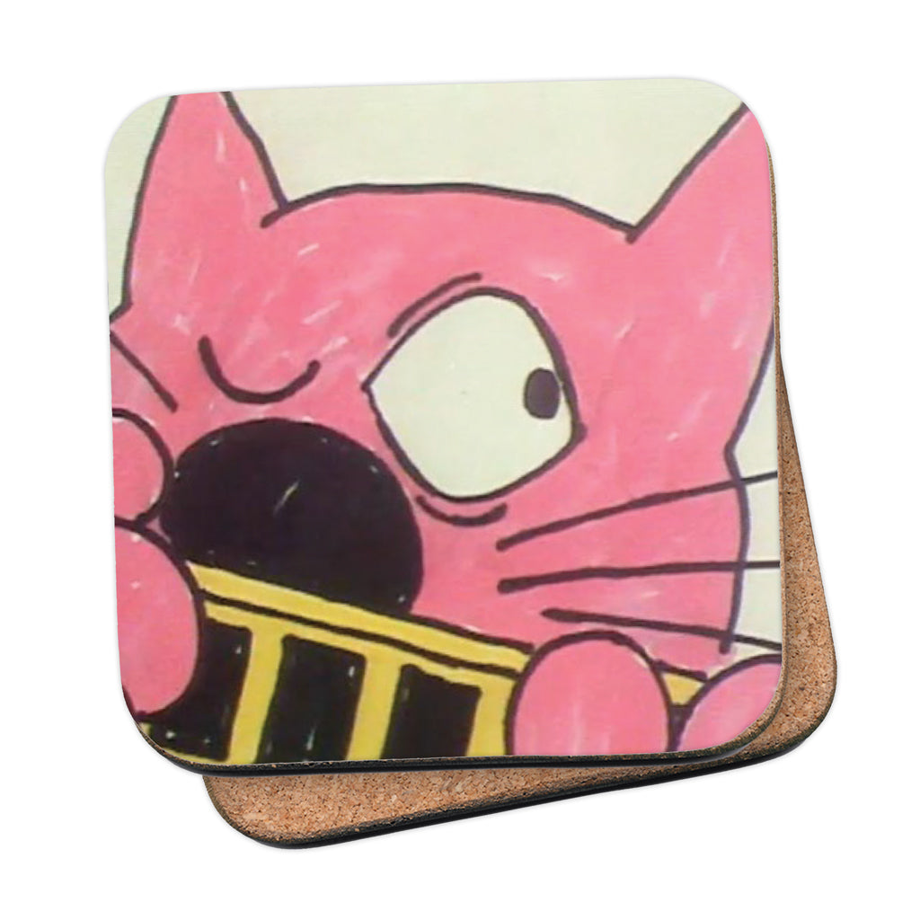 Roobarb & Custard "Wide-Eyed Custard" Retro Cork-Backed Coaster