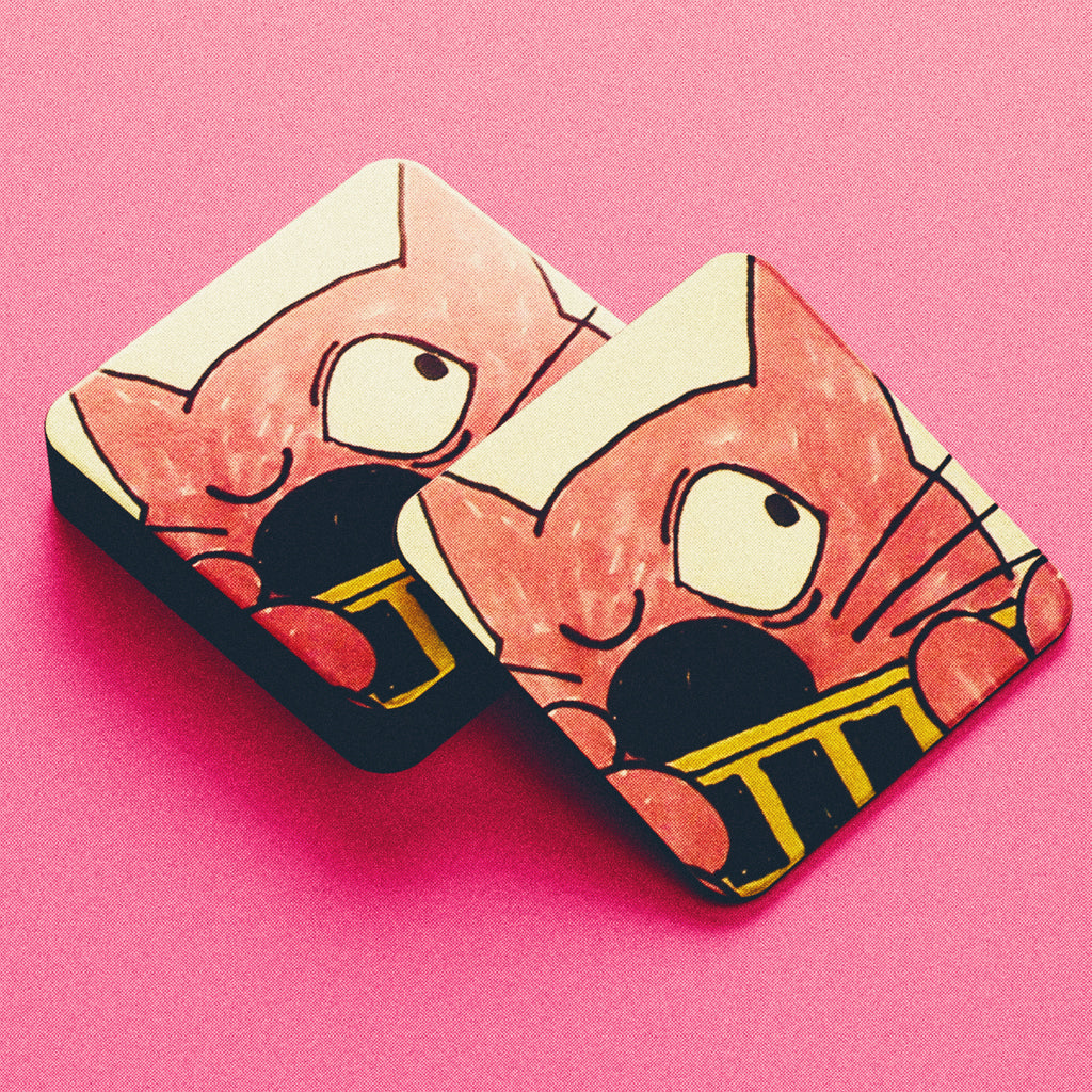 Roobarb & Custard "Wide-Eyed Custard" Retro Cork-Backed Coaster