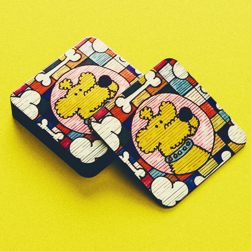 Roobarb & Custard "Roobarb Mosaic" Retro Cork-Backed Coaster