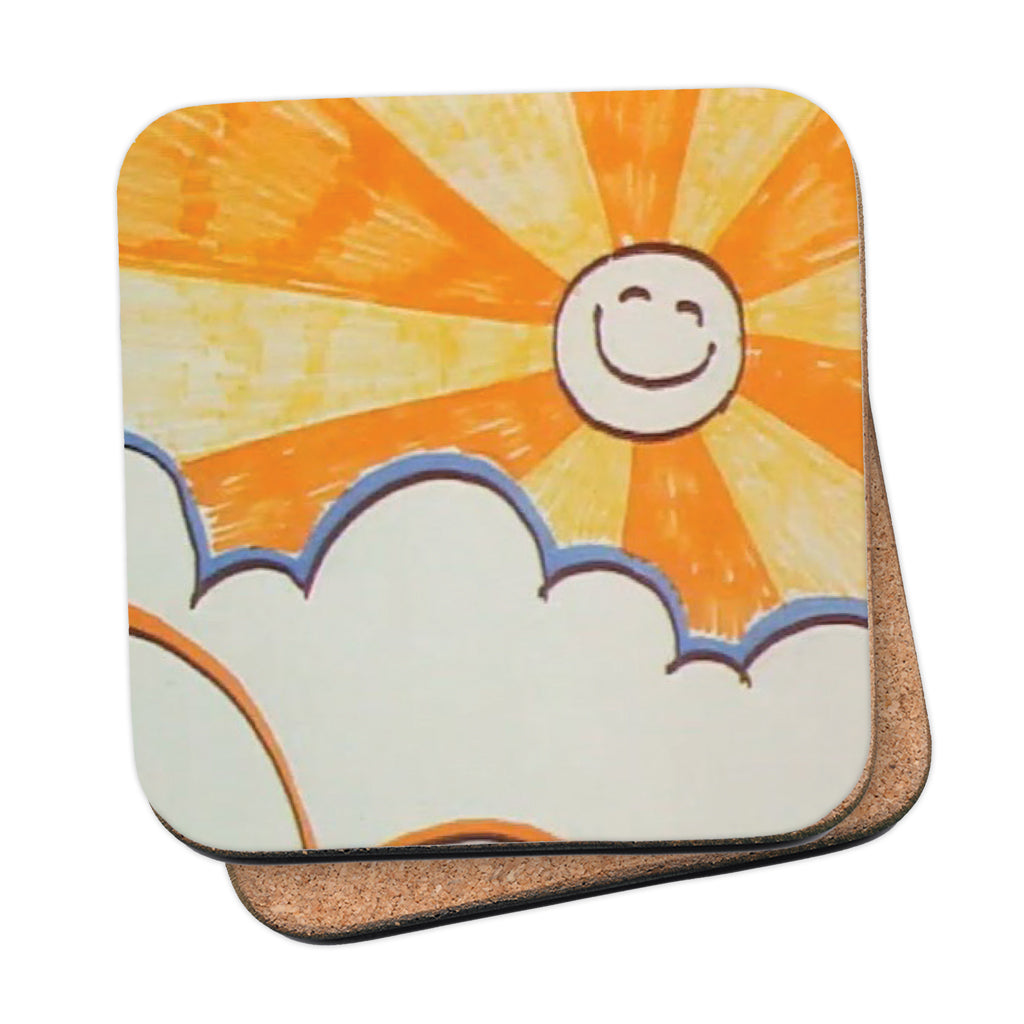 Roobarb & Custard "Smiling Sun" Retro Cork-Backed Coaster