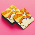 Roobarb & Custard "Smiling Sun" Retro Cork-Backed Coaster