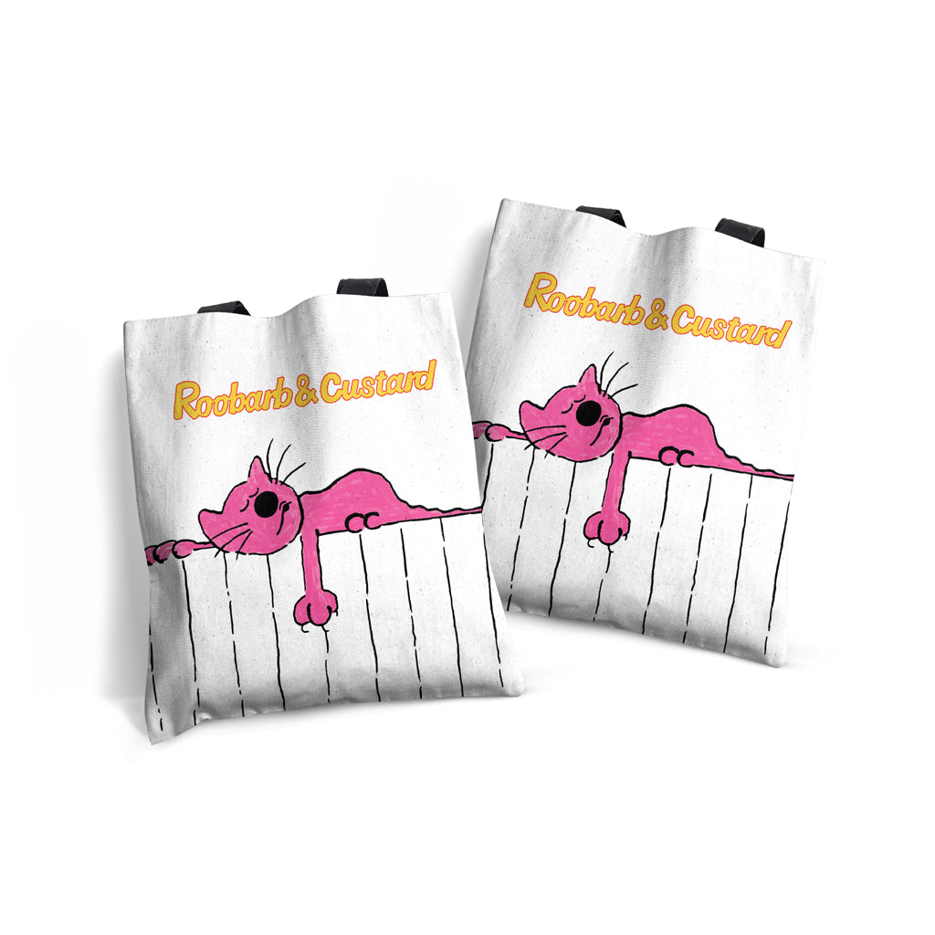 Roobarb & Custard "Custard Laying on Fence" Edge-to-Edge Tote Bag