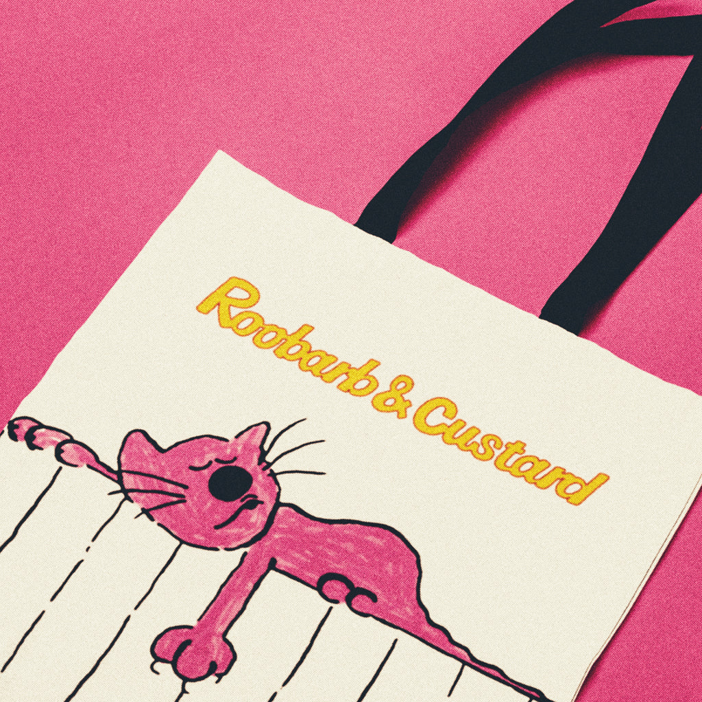 Roobarb & Custard "Custard Laying on Fence" Edge-to-Edge Tote Bag