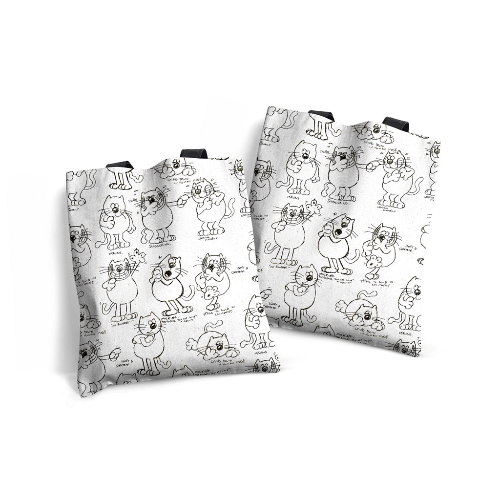 Roobarb & Custard "Custard Sketch Pattern" Edge-to-Edge Tote Bag