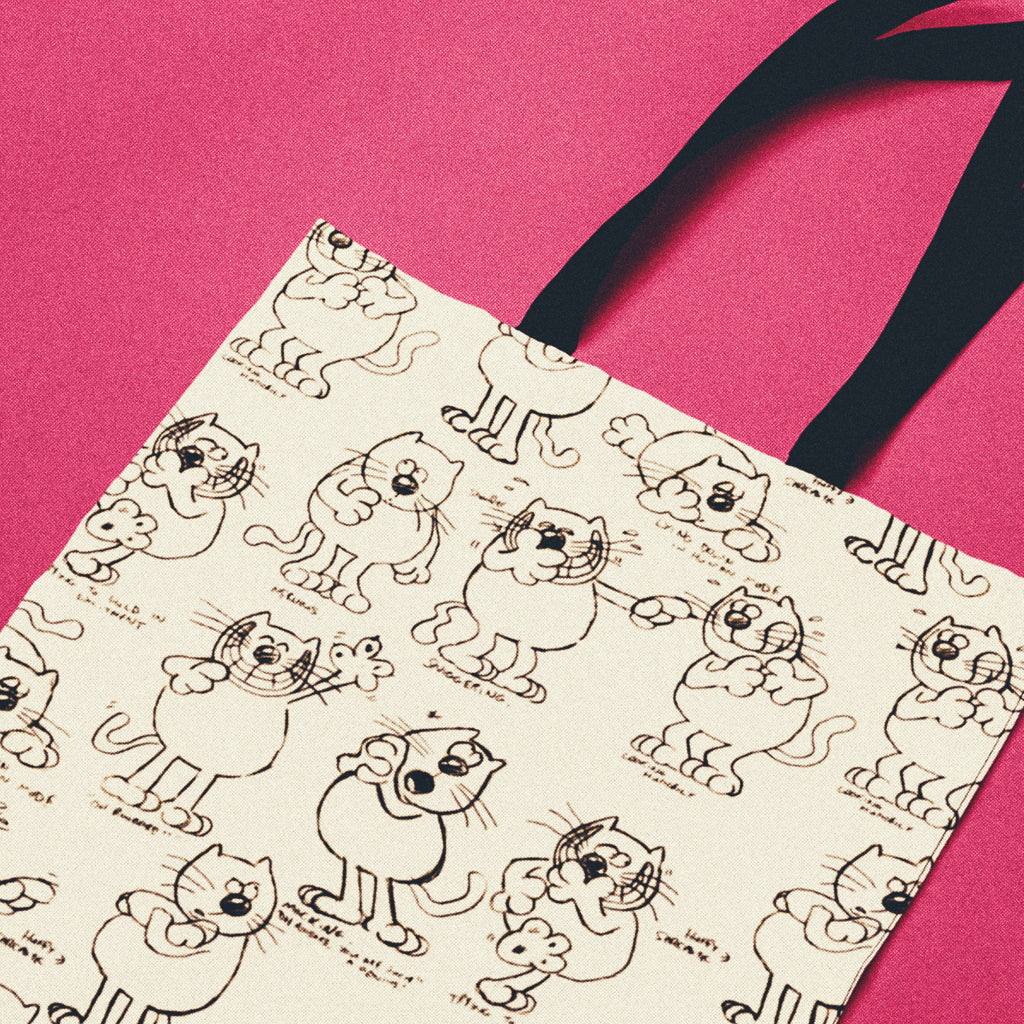Roobarb & Custard "Custard Sketch Pattern" Edge-to-Edge Tote Bag