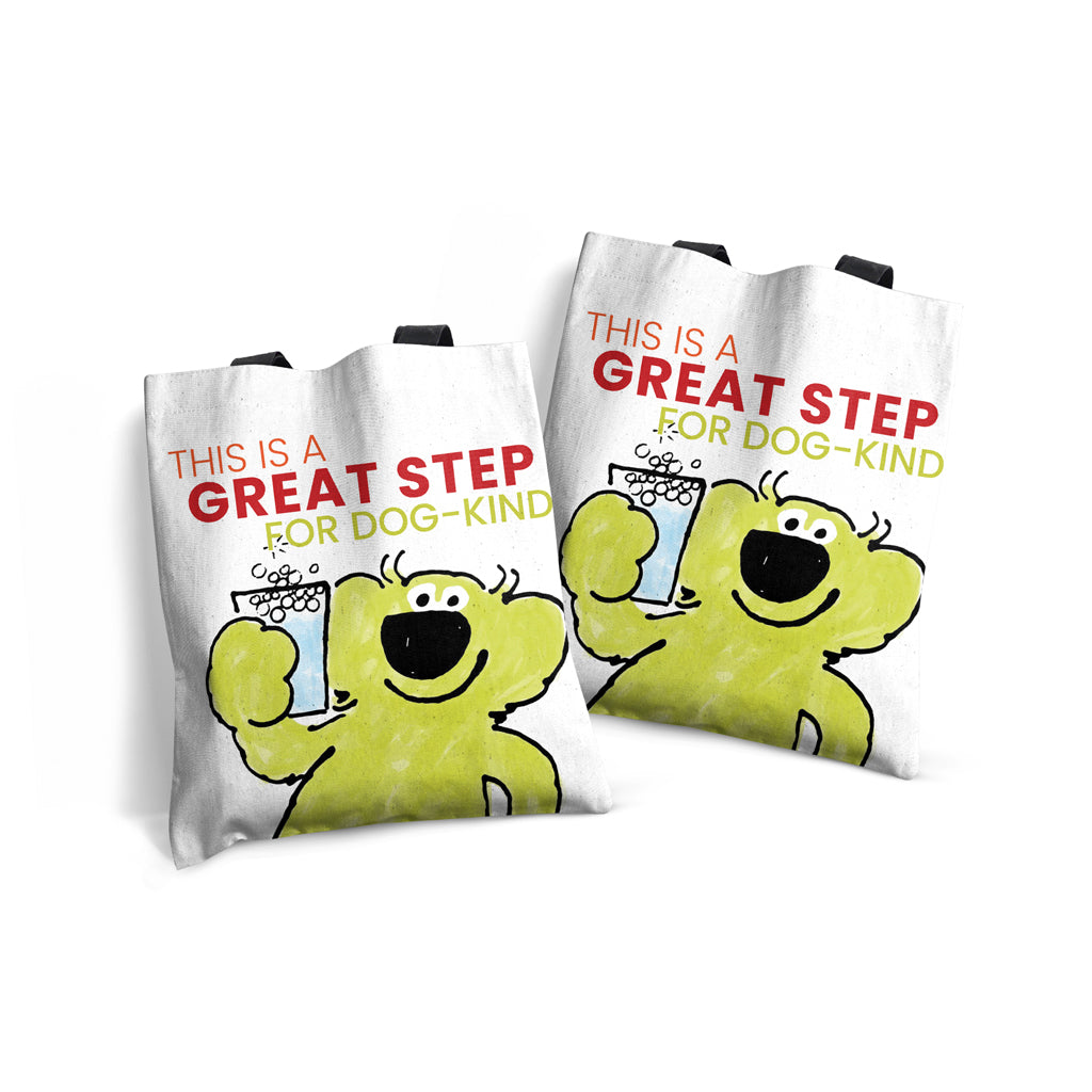 Roobarb & Custard "Great Step for Dog-Kind" Edge-to-Edge Tote Bag