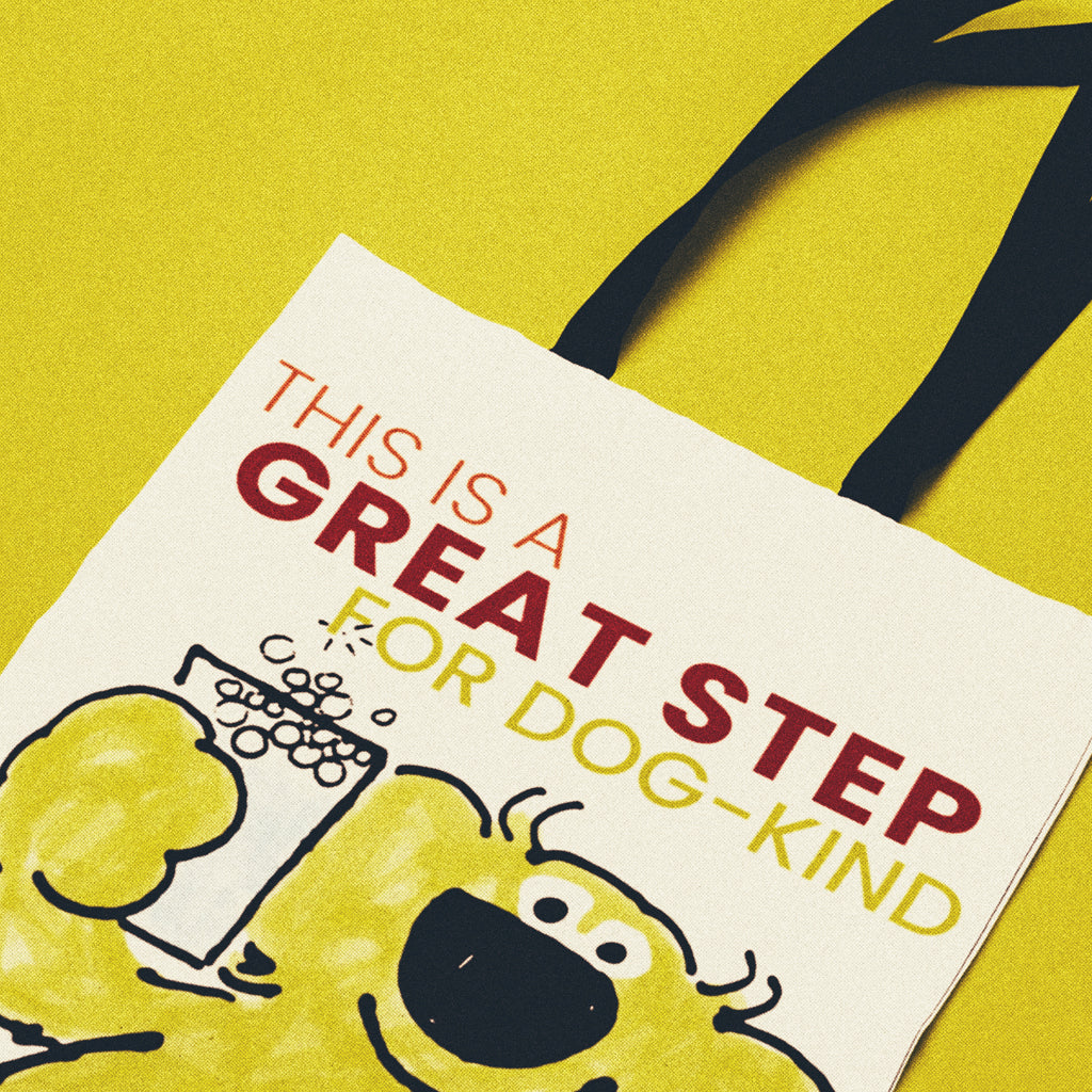 Roobarb & Custard "Great Step for Dog-Kind" Edge-to-Edge Tote Bag