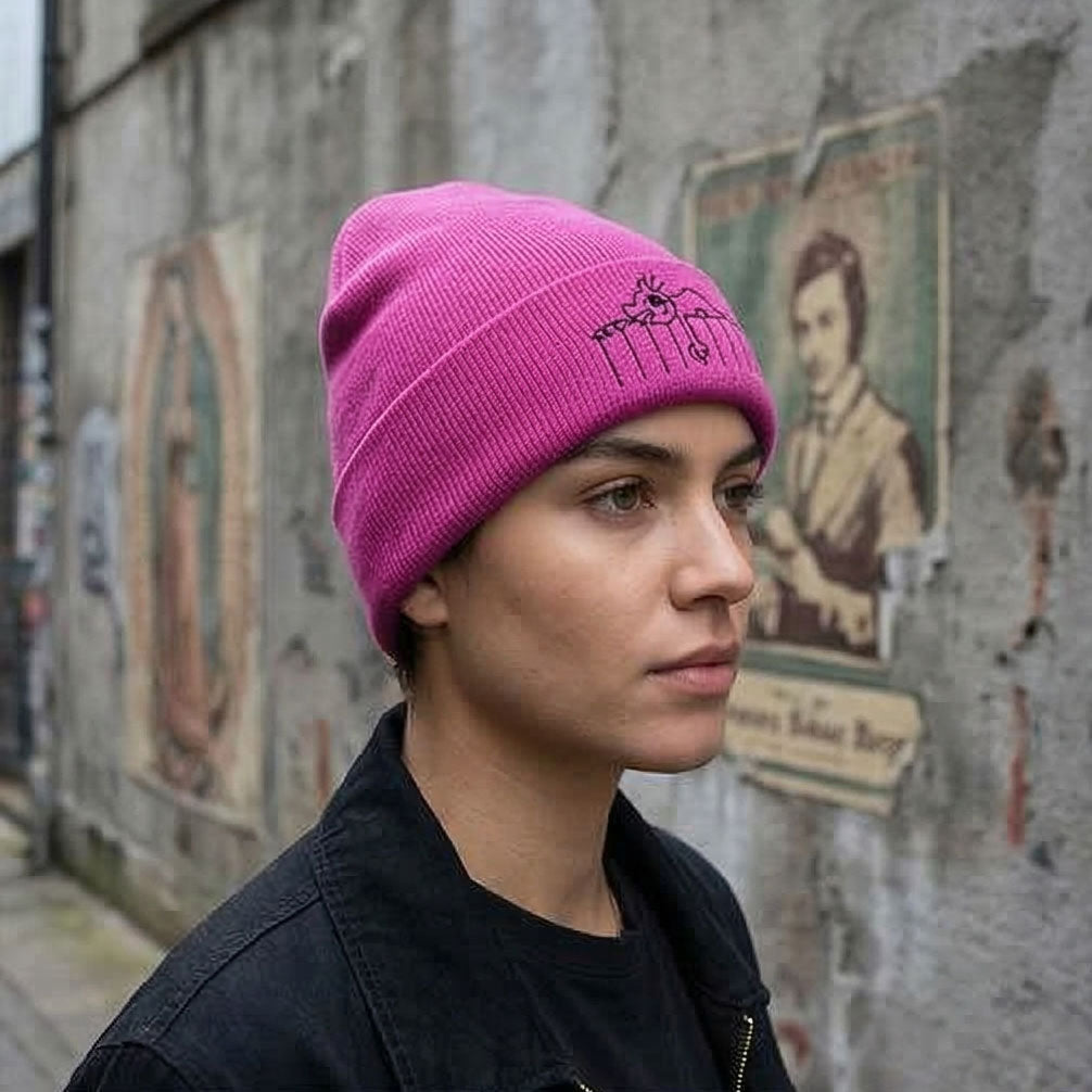 Roobarb & Custard "Custard Outline" Classic Pink Winter Beanie