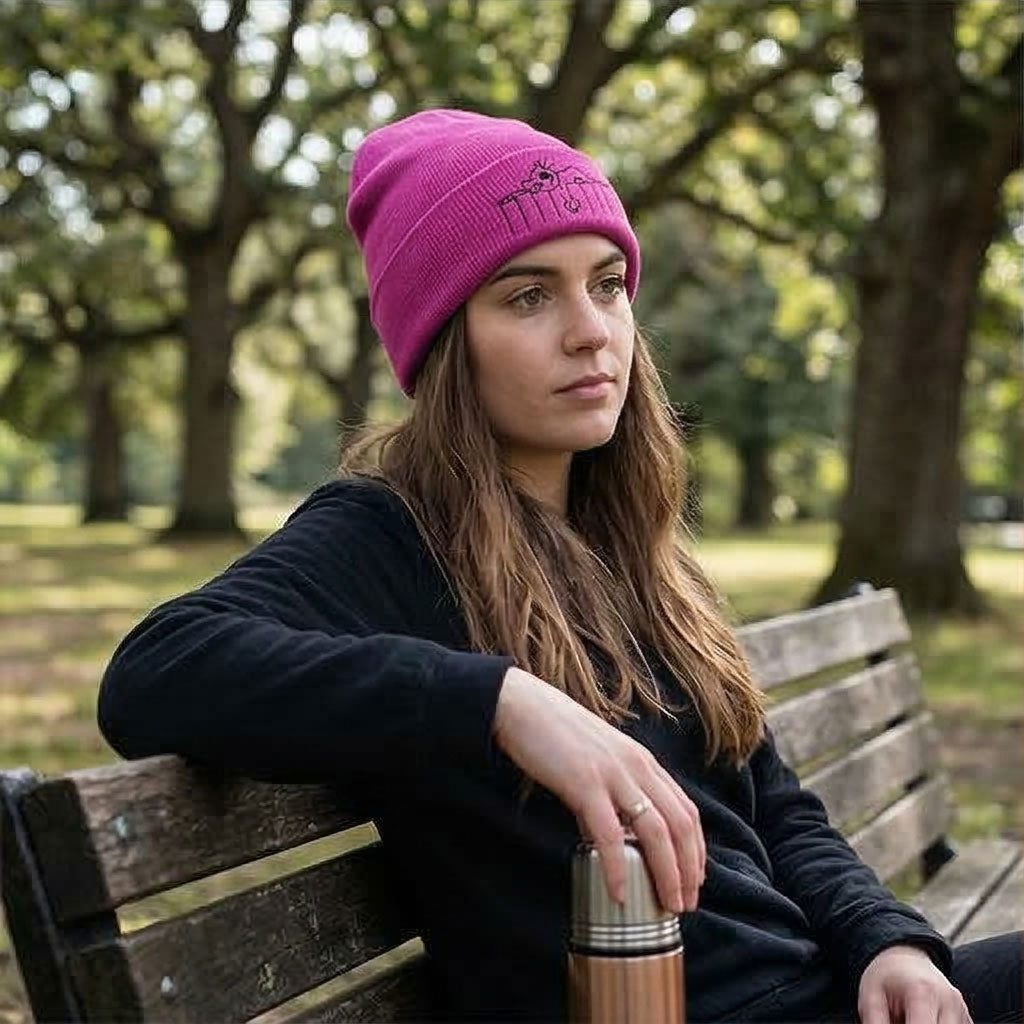 Roobarb & Custard "Custard Outline" Classic Pink Winter Beanie