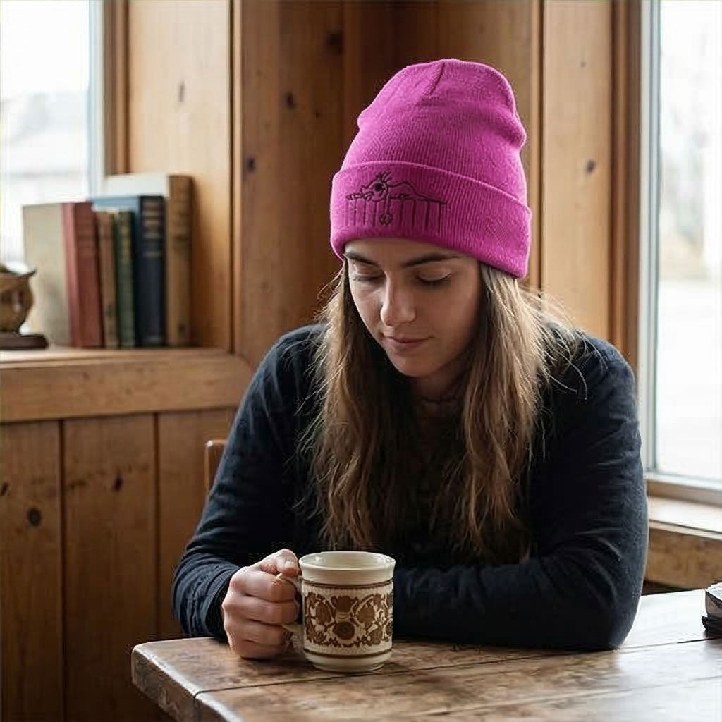 Roobarb & Custard "Custard Outline" Classic Pink Winter Beanie