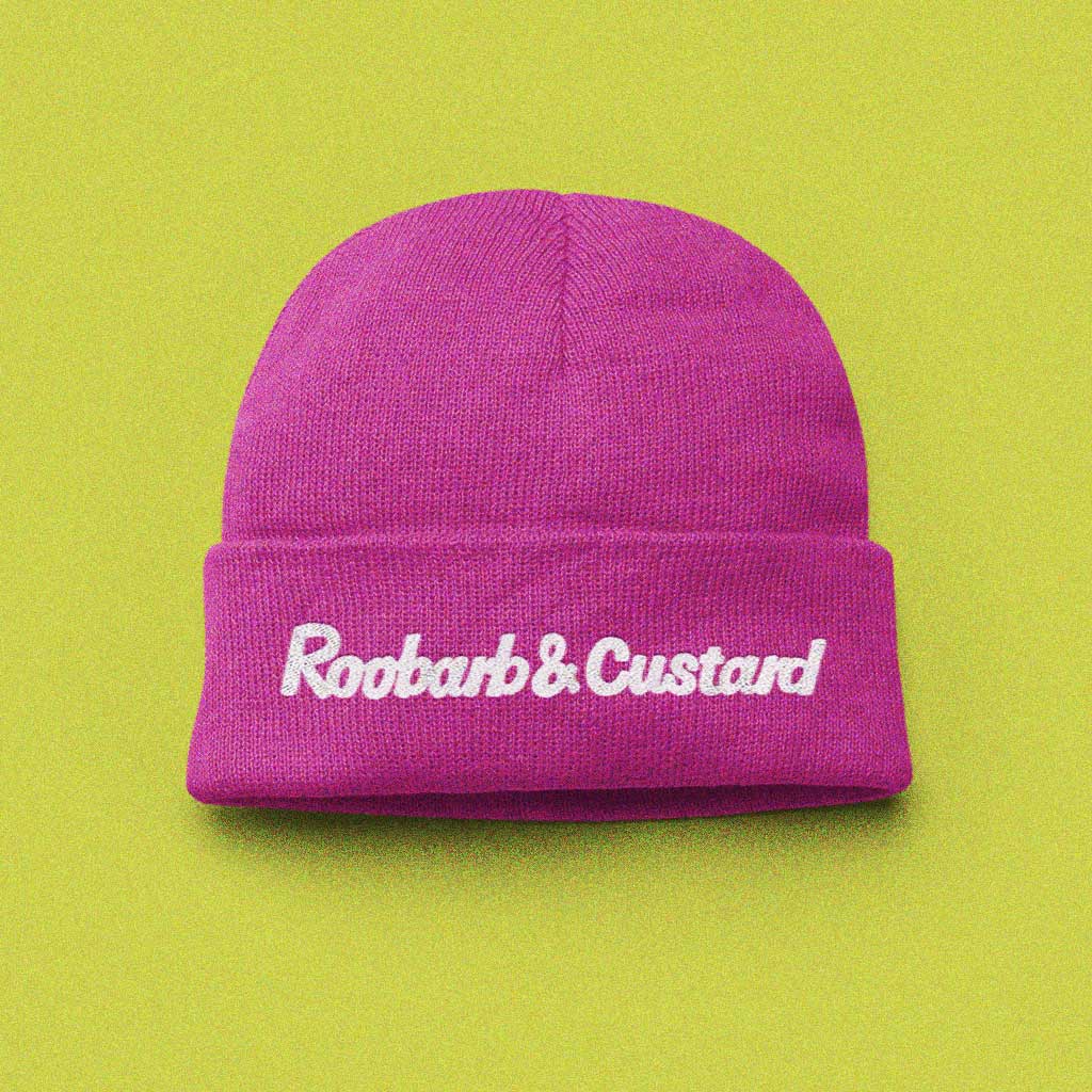Roobarb & Custard "White Logo" Classic Pink Winter Beanie