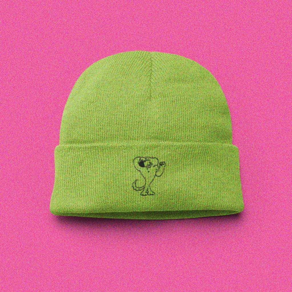 Roobarb & Custard "Flexing Roobarb Outline" Classic Green Winter Beanie