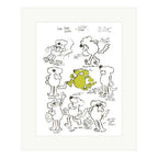 Roobarb 'Colour Pop' Limited Edition Mounted Print (40x50cm) | Classic Retro Cartoon Wall Art & Nostalgic Gift