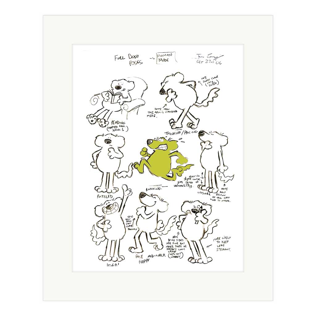 Roobarb 'Colour Pop' Limited Edition Mounted Print (40x50cm) | Classic Retro Cartoon Wall Art & Nostalgic Gift