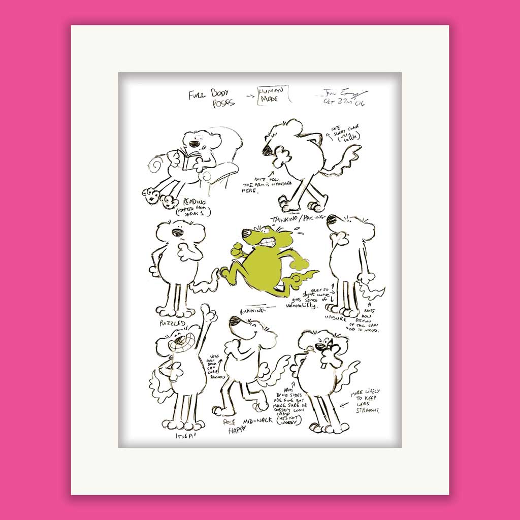 Roobarb 'Colour Pop' Limited Edition Mounted Print (40x50cm) | Classic Retro Cartoon Wall Art & Nostalgic Gift
