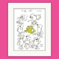 Roobarb 'Colour Pop' Limited Edition Mounted Print (40x50cm) | Classic Retro Cartoon Wall Art & Nostalgic Gift