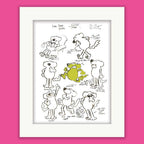 Roobarb 'Colour Pop' Limited Edition Mounted Print (40x50cm) | Classic Retro Cartoon Wall Art & Nostalgic Gift