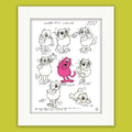 Custard 'Colour Pop' Limited Edition Mounted Print (40x50cm) | Only 100 Printed | Classic Roobarb & Custard Wall Art