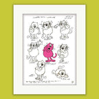 Custard 'Colour Pop' Limited Edition Mounted Print (40x50cm) | Only 100 Printed | Classic Roobarb & Custard Wall Art